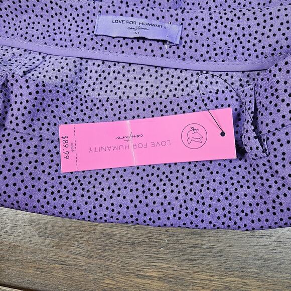 Love for Humanity Mini Skirt Women's Purple Black Polka Dot Skort Medium - Picture 5 of 8